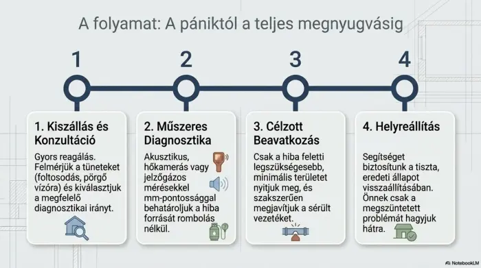 A csőtörés bemérés folyamata